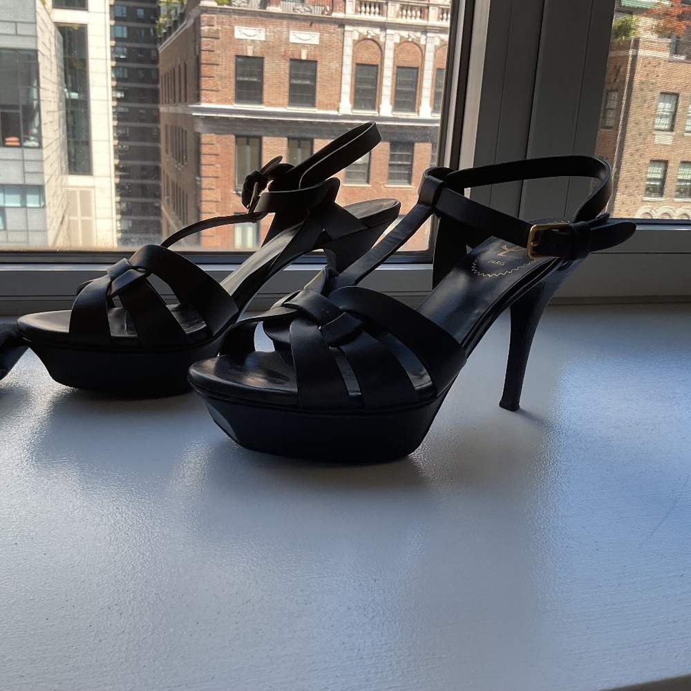 Saint Laurent Black Tribute Sandals